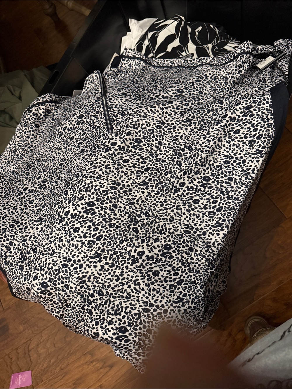 Tail Plus Navy and White Leopard-Print Performance Top - Picture 2 of 3